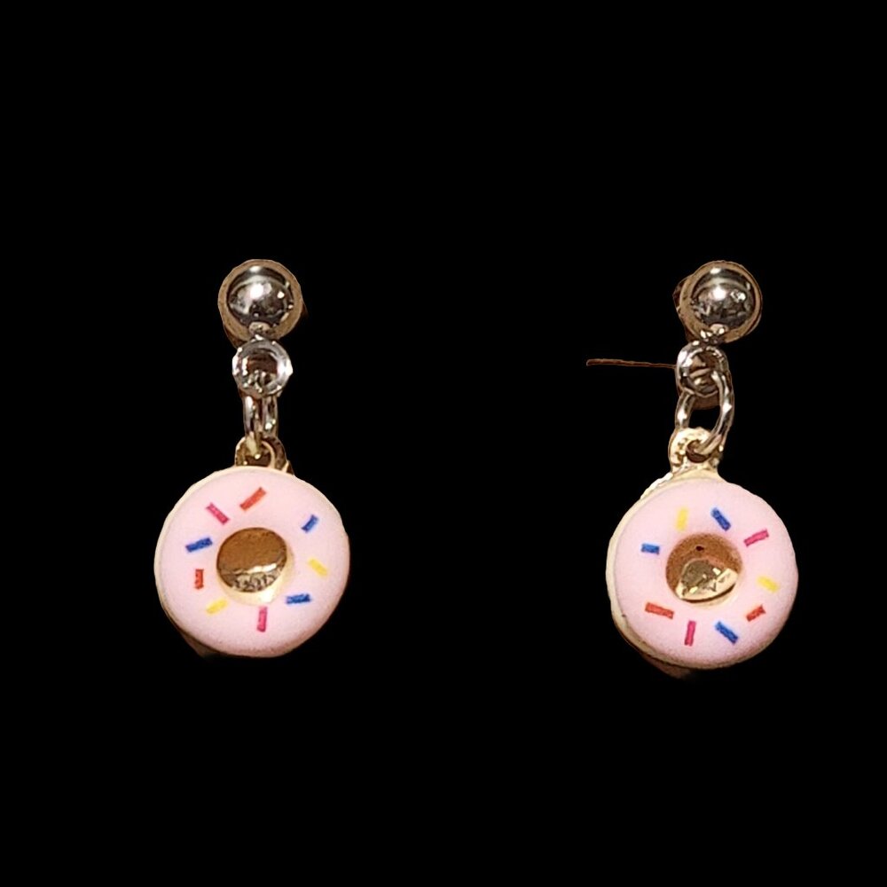 Light Pink Frosted Sprinkle Donut Earrings
